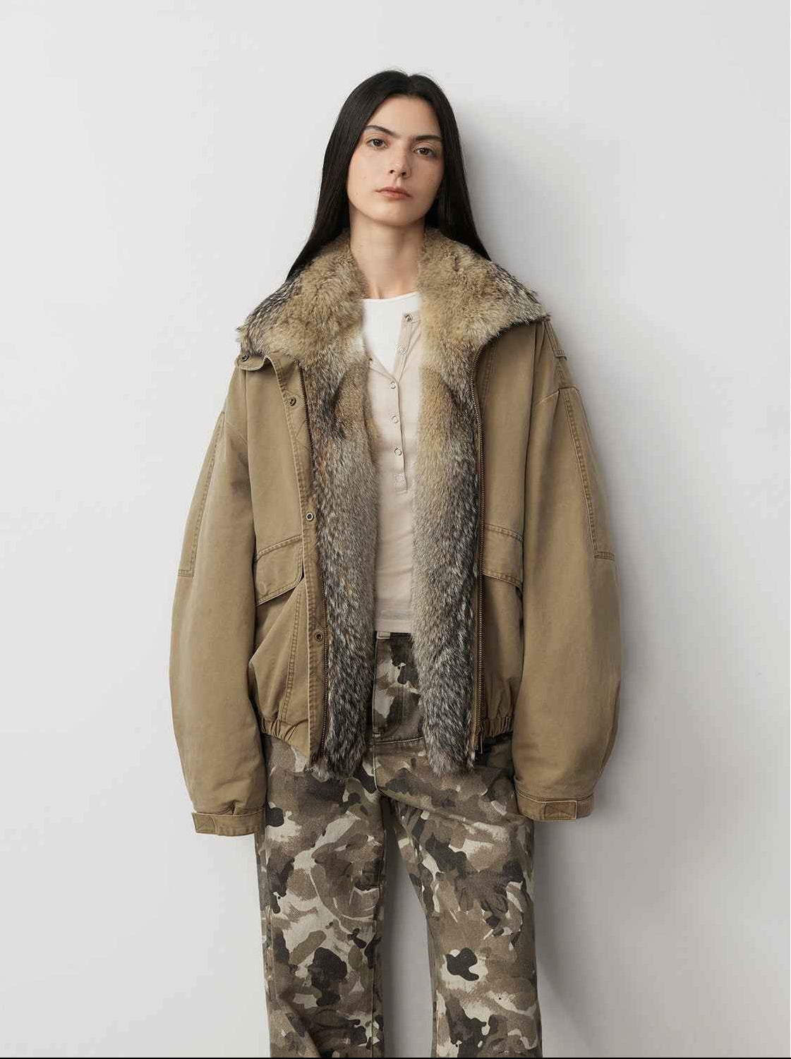 Fireladyfur Women's Fashion Goose Down Parka with Fox Fur Collar“City Cruise” - variant_title