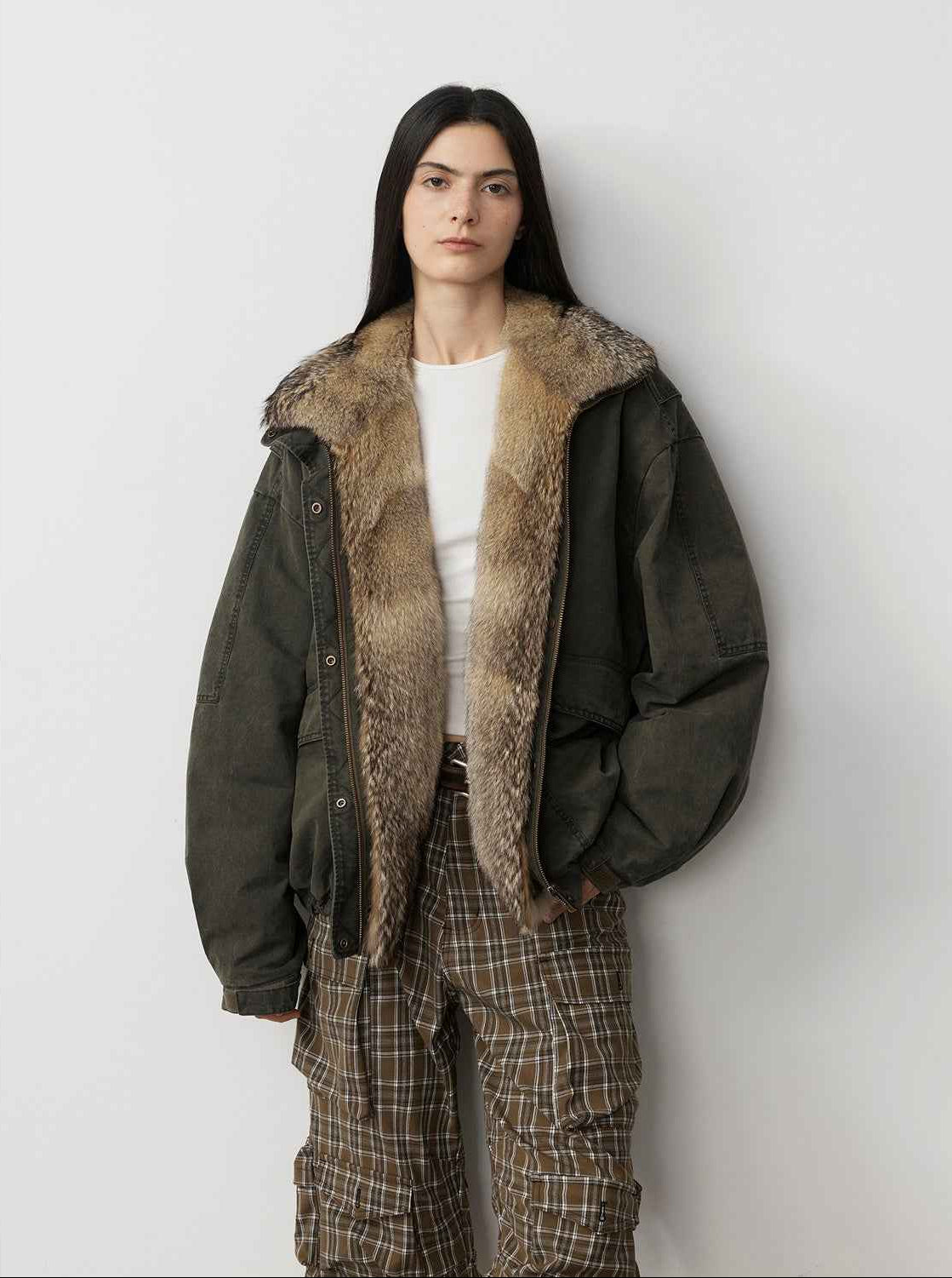 Fireladyfur Women's Fashion Goose Down Parka with Fox Fur Collar“City Cruise” - variant_title