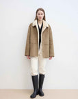 Fireladyfur Women's Faux Leather Shearling Jacket - Casual Furry Lapel Wool Coat - variant_title