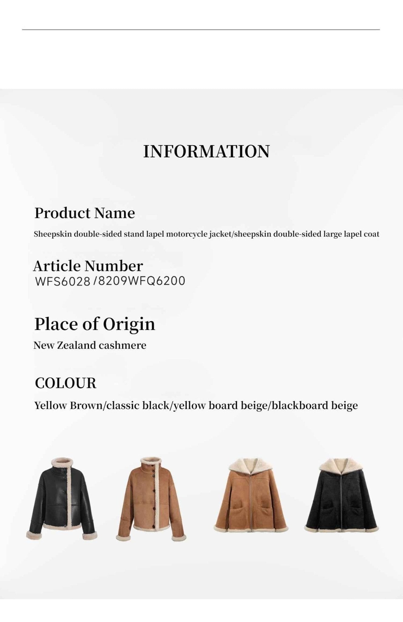 Fireladyfur Women's Faux Leather Shearling Jacket - Long Reversible Wool Coat Christmas Elk Design - variant_title