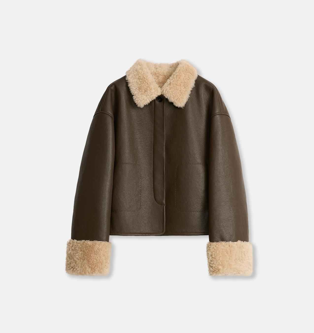 Fireladyfur Women's Faux Leather Shearling Jacket - Long Wool Suede Coat Winter Style - variant_title