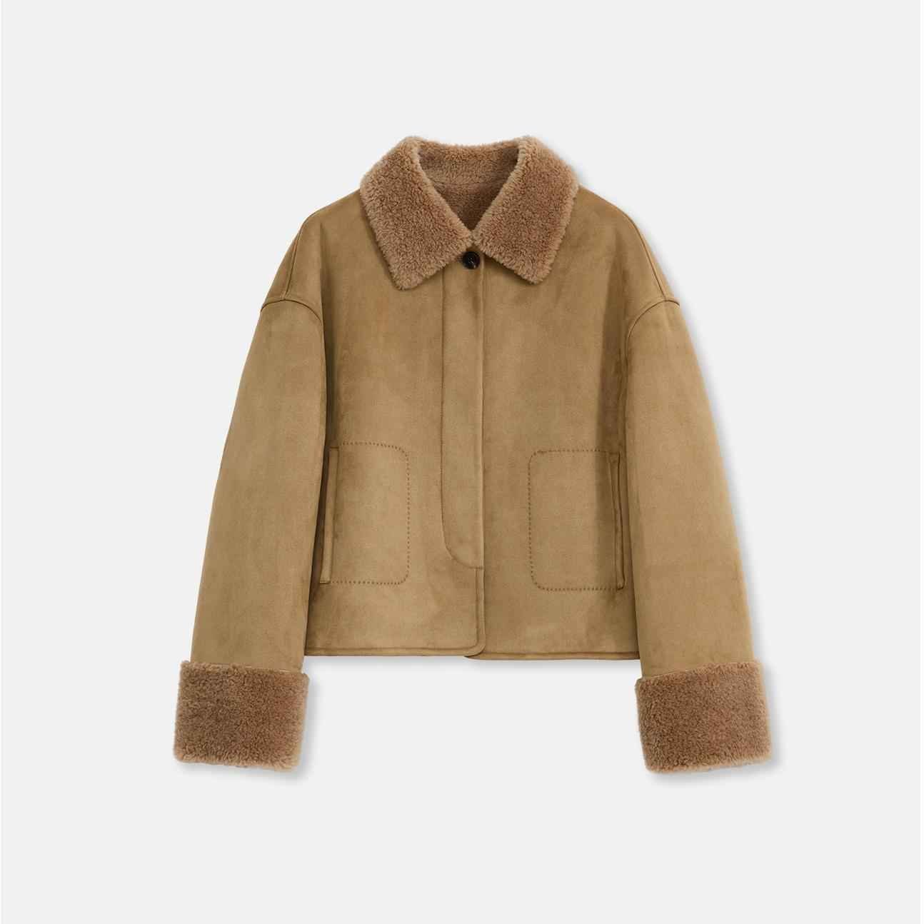 Fireladyfur Women's Faux Leather Shearling Jacket - Long Wool Suede Coat Winter Style - variant_title