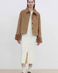 Fireladyfur Women's Faux Leather Shearling Jacket - Long Wool Suede Coat Winter Style - variant_title