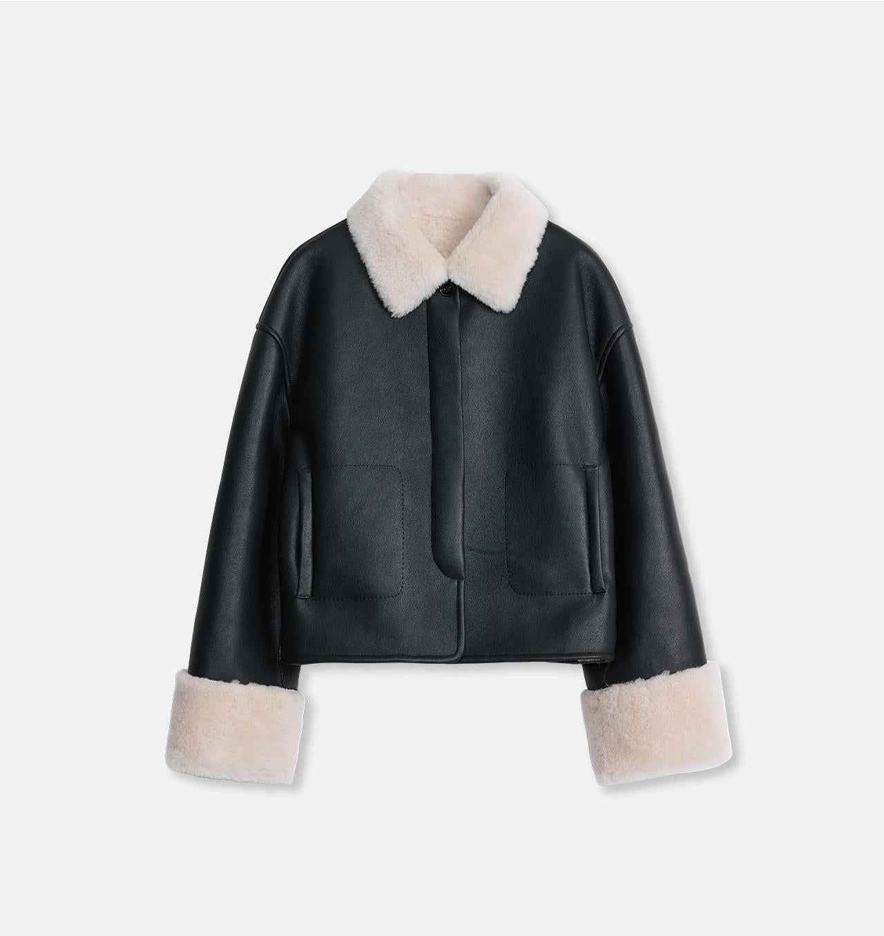 Fireladyfur Women's Faux Leather Shearling Jacket - Long Wool Suede Coat Winter Style - variant_title