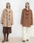 Fireladyfur Women's Faux Leather Shearling Jacket - Stand Collar Wool Coat Curly Style - variant_title