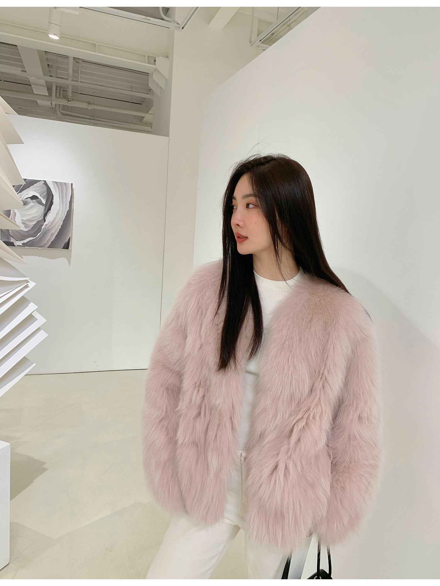 Fireladyfur Women's Finland Saga Fox Fur Fashion Cardigan“Black Sugar” - variant_title