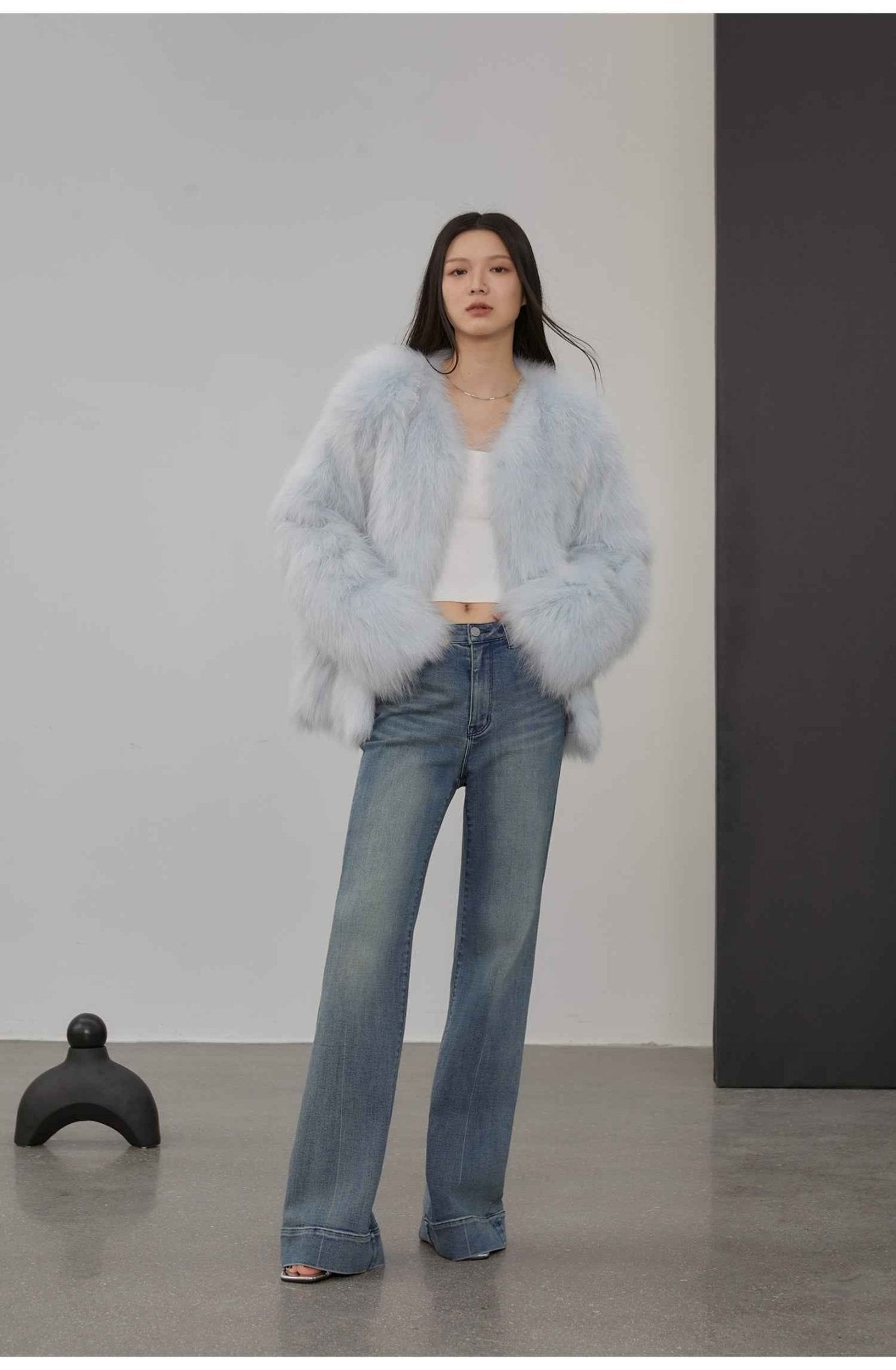 Fireladyfur Women's Finland Saga Fox Fur Fashion Cardigan“Black Sugar” - variant_title