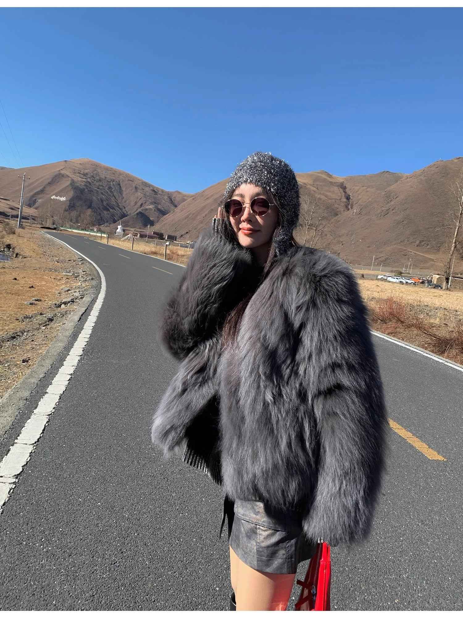 Fireladyfur Women's Fur Coat | Genuine Finnish Fox Fur"Reed Flower" - variant_title