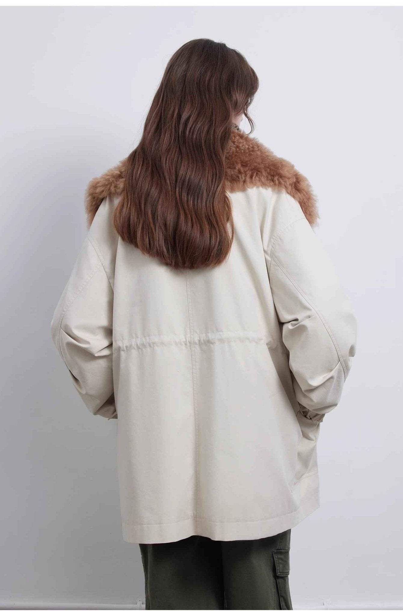 Fireladyfur Women’s Goose Down Parka coat with Toscana Shearling Fur“Green Mile Miracle” - variant_title