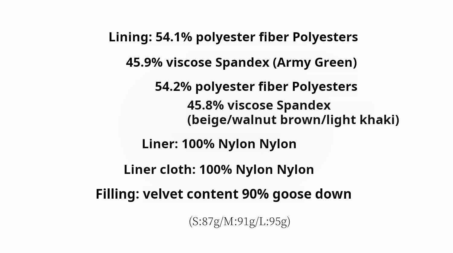 Green Mile Miracle goose down parka fabric lining and fill information