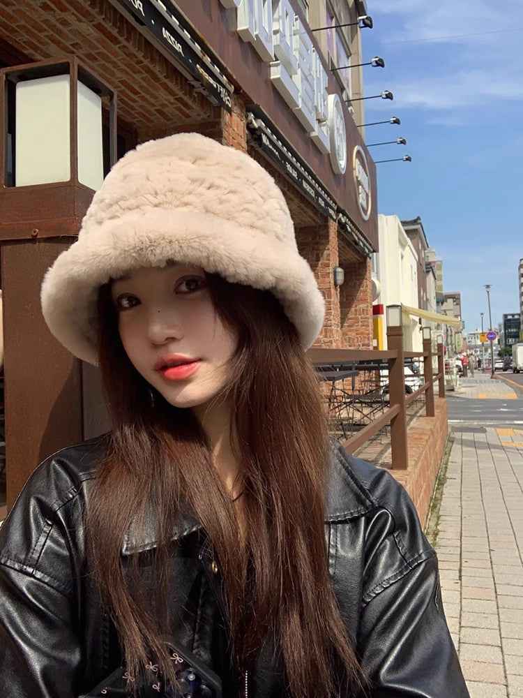 Fireladyfur Women's Hand - Knitted Rex Rabbit Fur Bucket Hat - variant_title