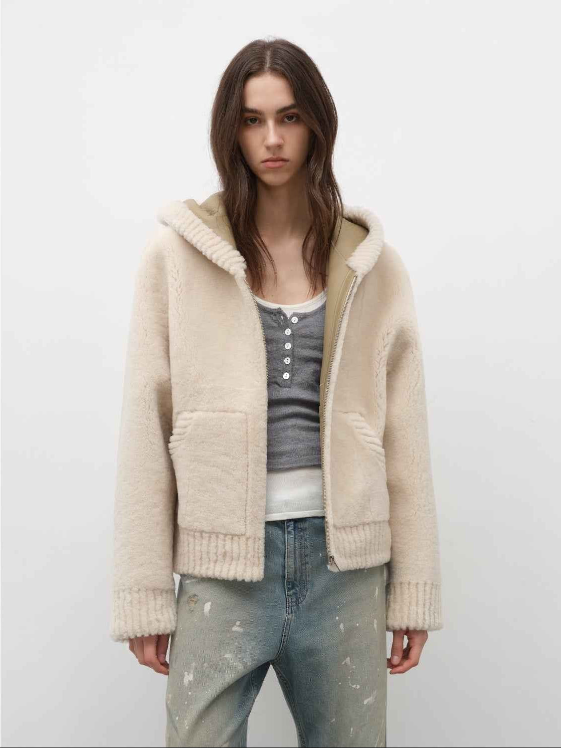 Fireladyfur Women's Hooded Merino Sheepskin Jacket“Bad boy” - variant_title