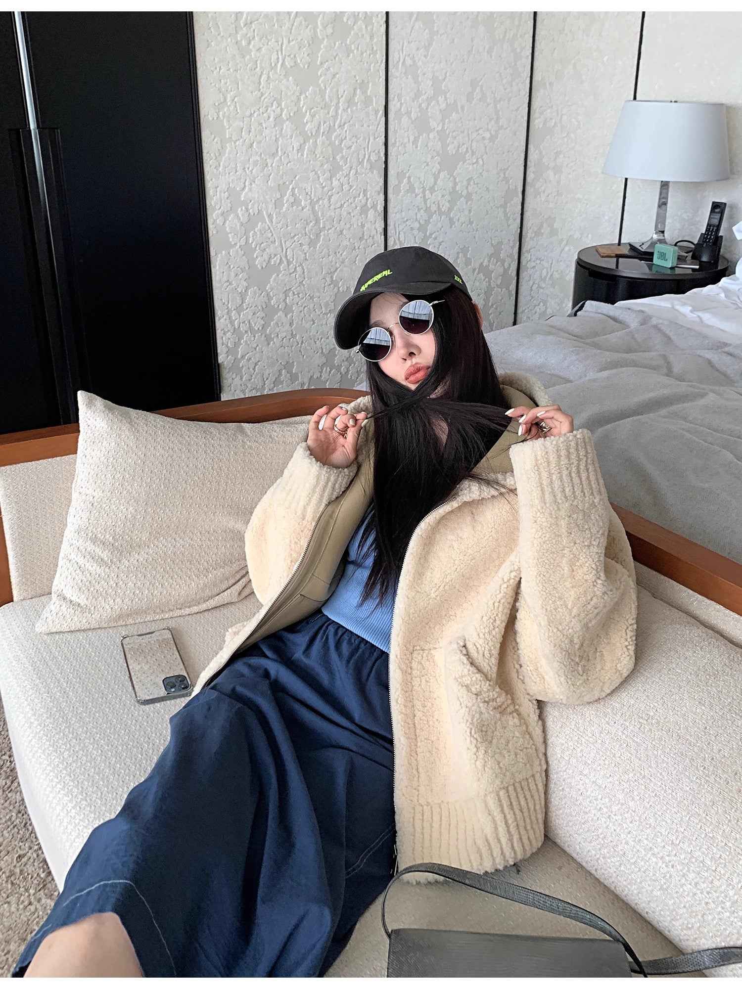 Fireladyfur Women's Hooded Merino Sheepskin Jacket“Bad boy” - variant_title