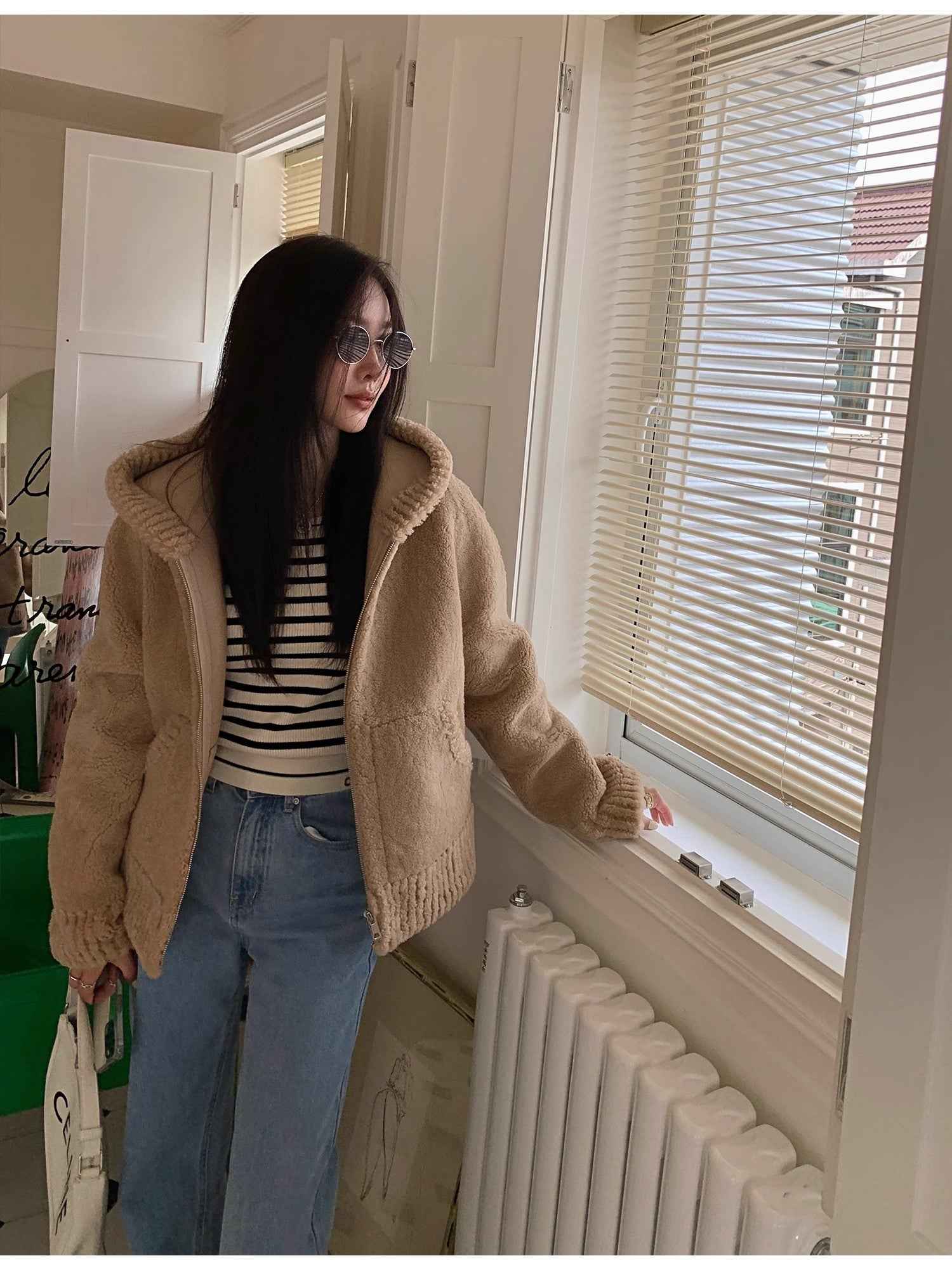 Fireladyfur Women's Hooded Merino Sheepskin Jacket“Bad boy” - variant_title