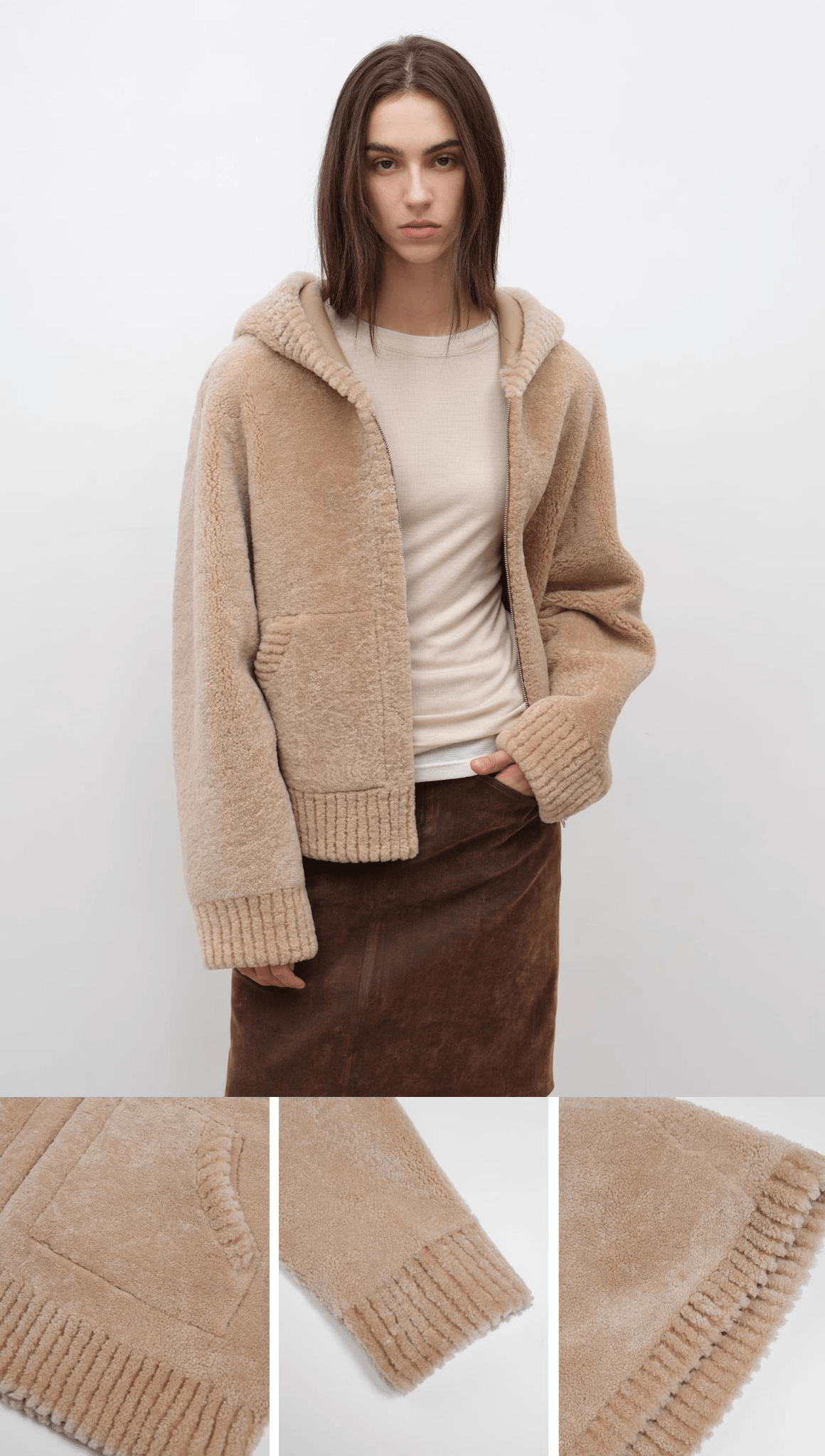 Fireladyfur Women's Hooded Merino Sheepskin Jacket“Bad boy” - variant_title