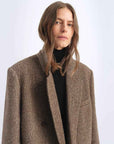 Fireladyfur Women's Italian Wool Herringbone Coat"Desert City" - variant_title