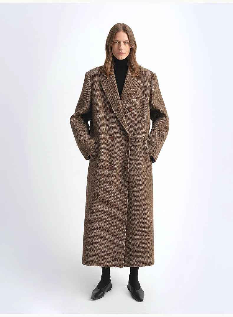 Fireladyfur Women's Italian Wool Herringbone Coat"Desert City" - variant_title