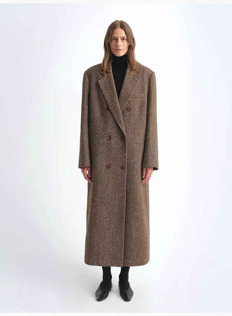 Fireladyfur Women's Italian Wool Herringbone Coat"Desert City" - variant_title