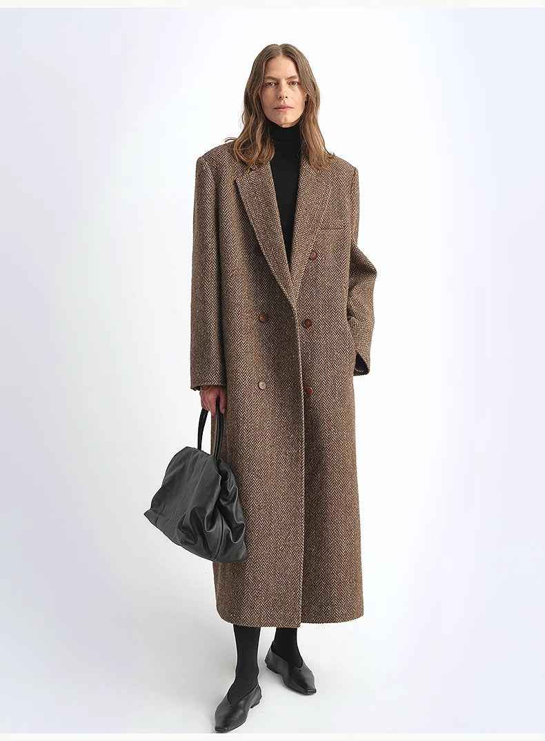 Fireladyfur Women's Italian Wool Herringbone Coat"Desert City" - variant_title