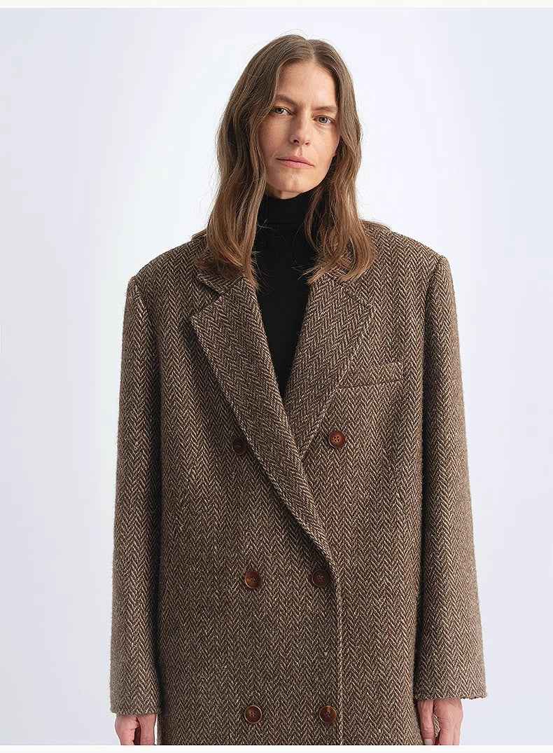 Fireladyfur Women's Italian Wool Herringbone Coat"Desert City" - variant_title