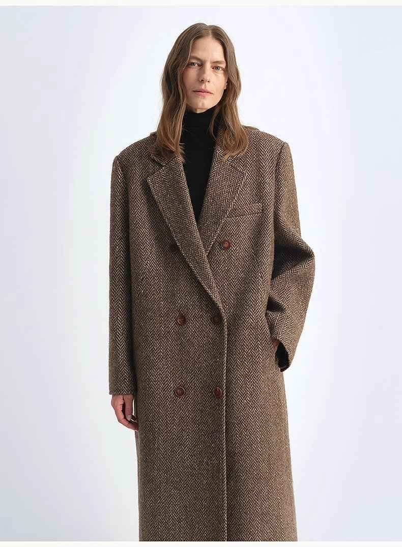 Fireladyfur Women's Italian Wool Herringbone Coat"Desert City" - variant_title