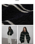 Fireladyfur Women's Lamb Wool Striped Jacket“Snowy New Year” - variant_title