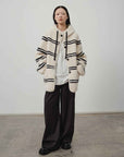 Fireladyfur Women's Lamb Wool Striped Jacket“Snowy New Year” - variant_title