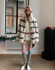 Fireladyfur Women's Lamb Wool Striped Jacket“Snowy New Year” - variant_title