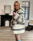 Fireladyfur Women's Lamb Wool Striped Jacket“Snowy New Year” - variant_title
