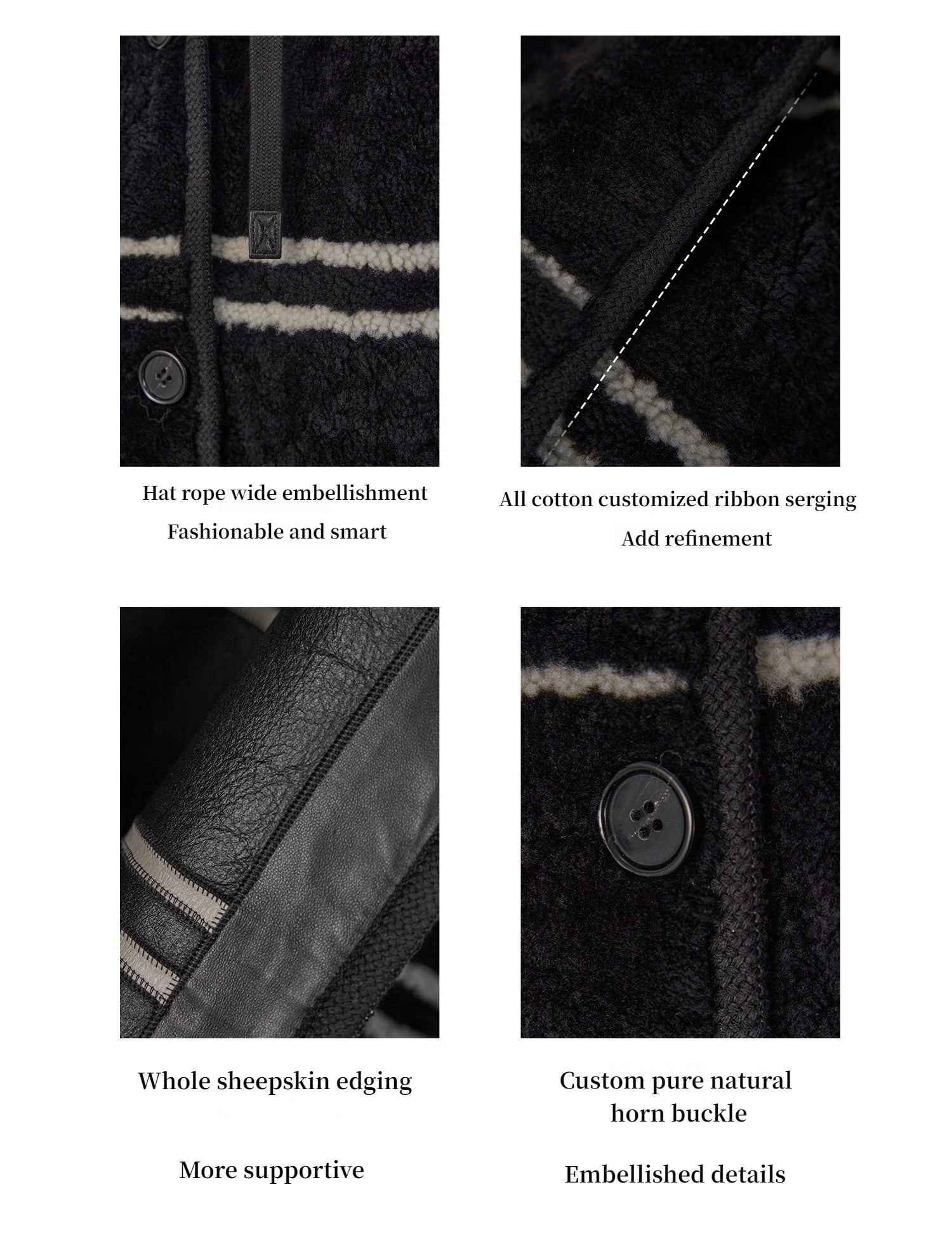 Fireladyfur Women's Lamb Wool Striped Jacket“Snowy New Year” - variant_title