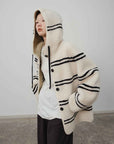 Fireladyfur Women's Lamb Wool Striped Jacket“Snowy New Year” - variant_title