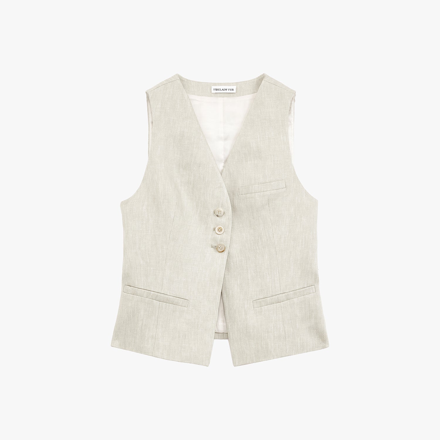 Fireladyfur Women's Linen Suit Set: Draped Vest & High - Waist Straight Trousers"Old Money Space" - variant_title