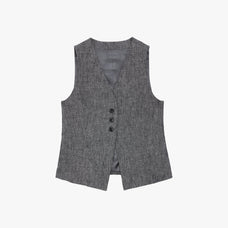Fireladyfur Women's Linen Suit Set: Draped Vest & High - Waist Straight Trousers"Old Money Space" - variant_title