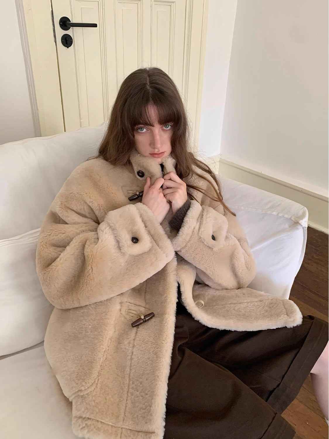 Fireladyfur Women's Long Sheepskin Jacket with Stand Collar“Dreamer” - variant_title