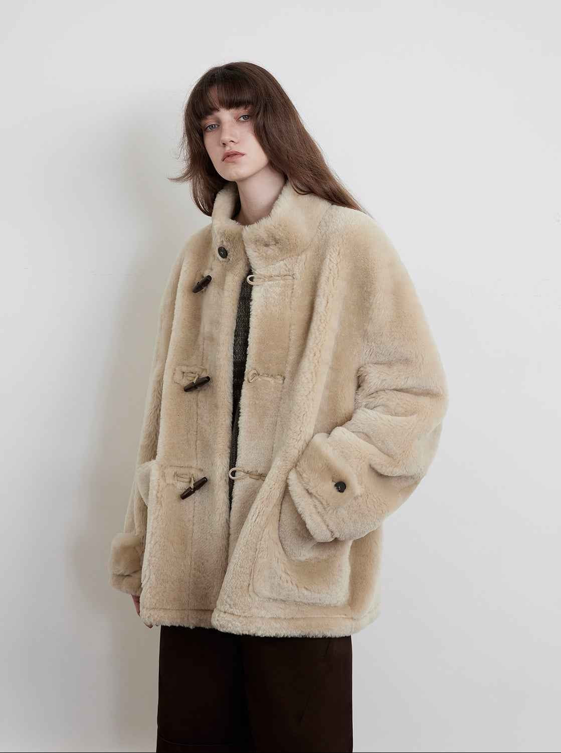 Fireladyfur Women's Long Sheepskin Jacket with Stand Collar“Dreamer” - variant_title