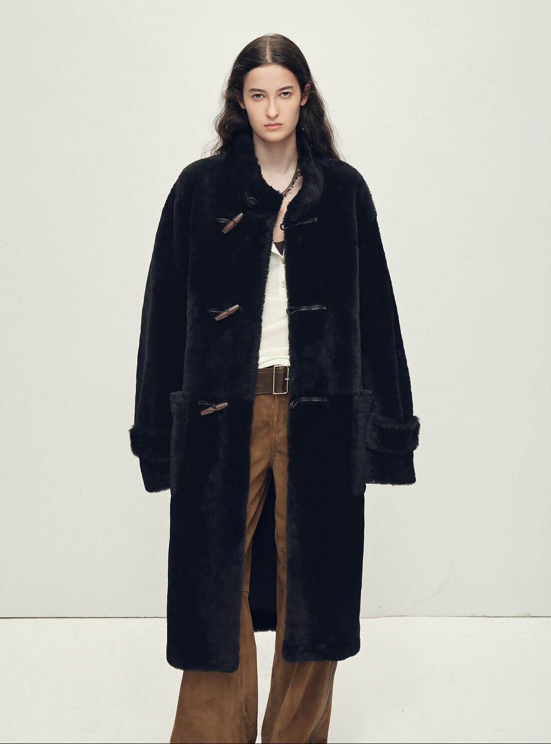 Fireladyfur Women's Long Sheepskin Jacket with Stand Collar“Dreamer”Firelady Fur
