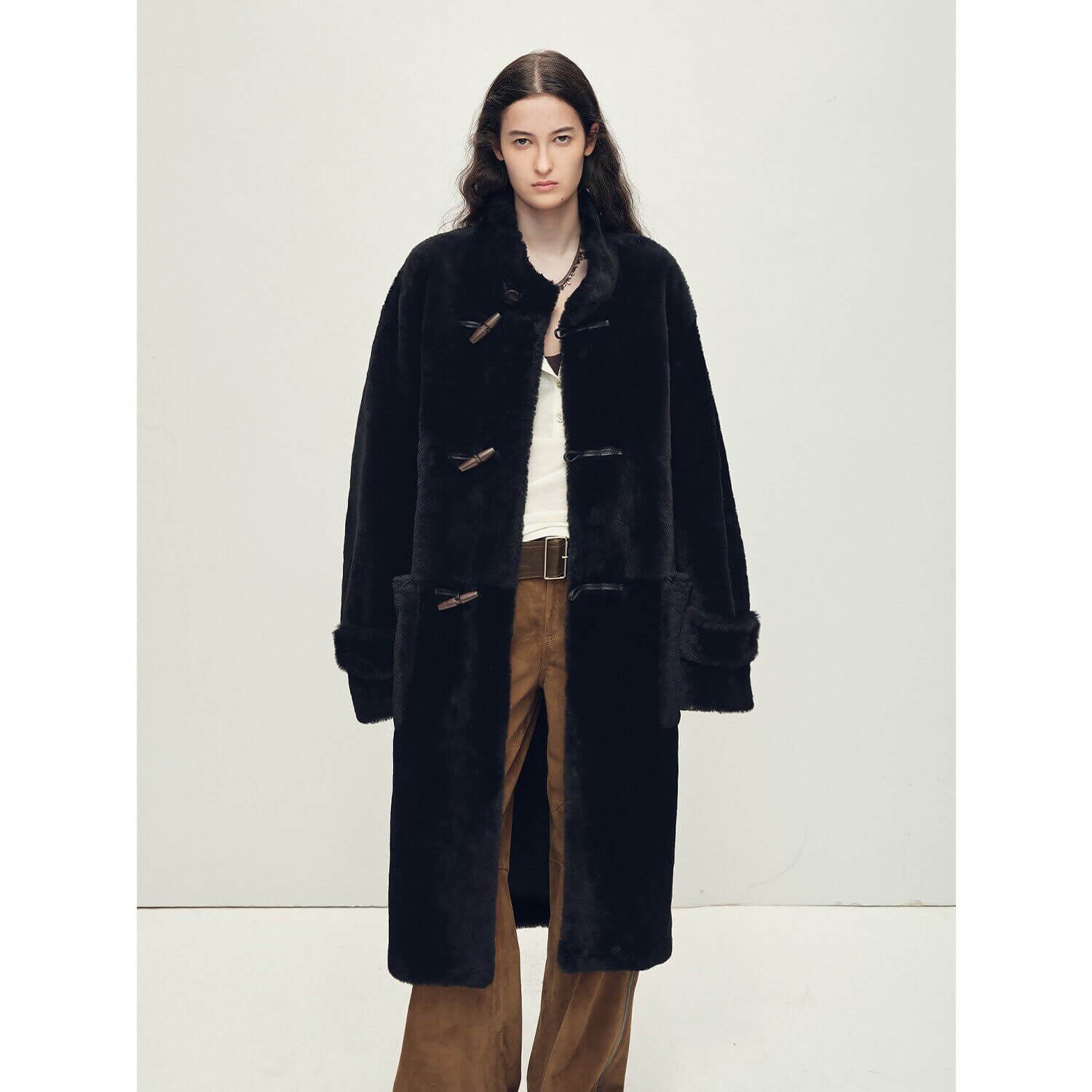 Fireladyfur Women's Long Sheepskin Jacket with Stand Collar“Dreamer”Firelady Fur