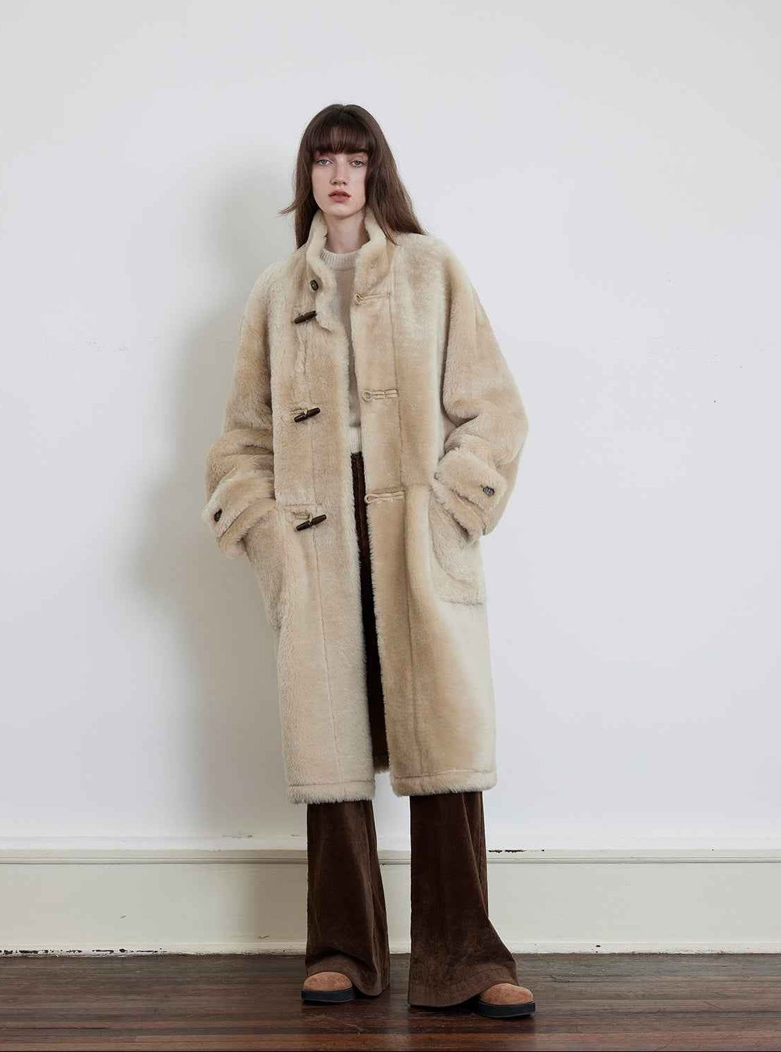 Fireladyfur Women's Long Sheepskin Jacket with Stand Collar“Dreamer” - variant_title
