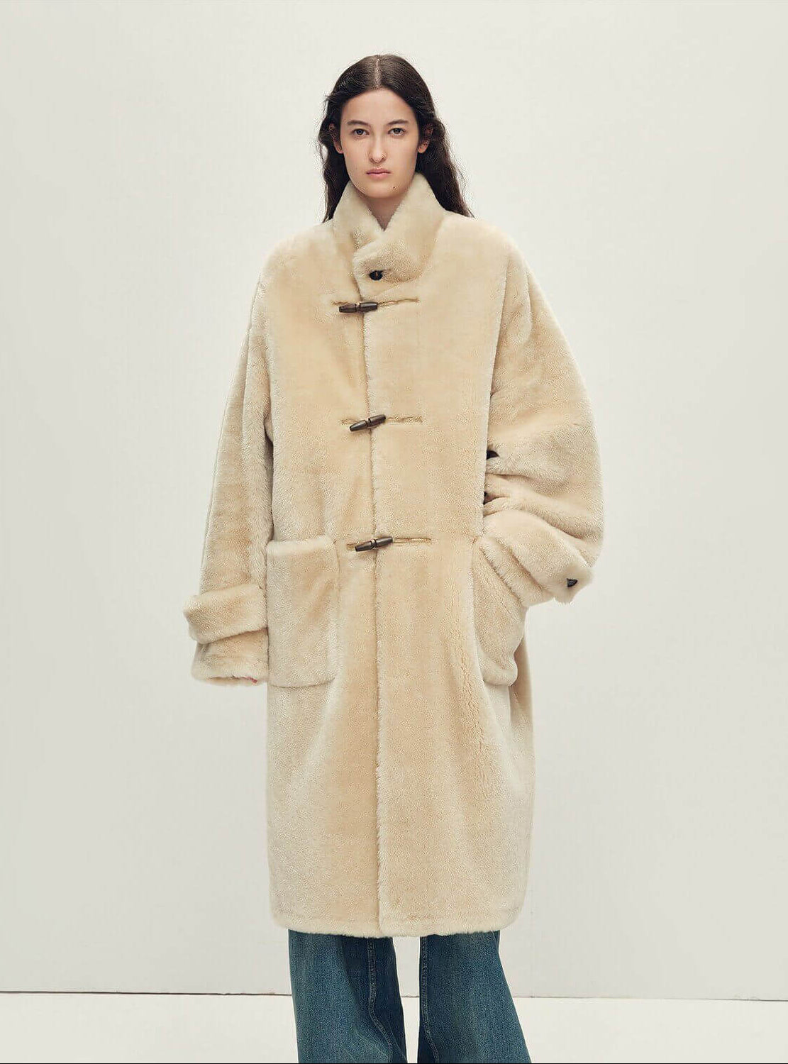 Fireladyfur Women's Long Sheepskin Jacket with Stand Collar“Dreamer”Firelady Fur