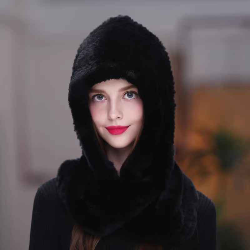 Fireladyfur Women's Luxurious Rex Rabbit Fur Snow Hat & Scarf Neck Warmer - variant_title