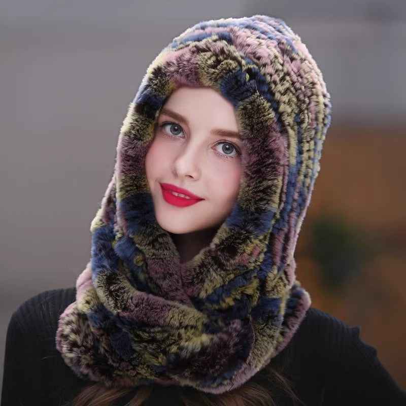 Fireladyfur Women's Luxurious Rex Rabbit Fur Snow Hat & Scarf Neck Warmer - variant_title