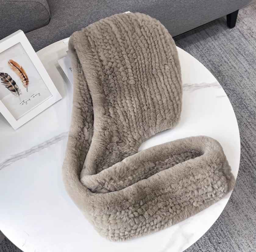 Fireladyfur Women's Luxurious Rex Rabbit Fur Snow Hat & Scarf Neck Warmer - variant_title