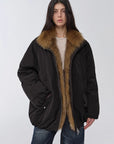 Fireladyfur Women's Mid - Length Two - Tone Fox Fur Down Jacket"Warm Dialogue" - variant_title