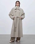 Fireladyfur Women's Raglan Sleeve Double - layer Collar Wool Coat"Moonlit Veil" - variant_title