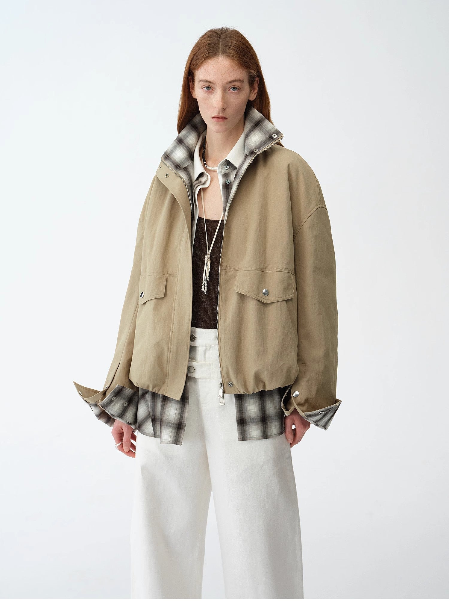 Fireladyfur Women's Retro Plaid Cotton Short Jacket | Loose Fit "Monsoon Climate" - variant_title