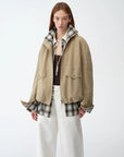 Fireladyfur Women's Retro Plaid Cotton Short Jacket | Loose Fit "Monsoon Climate" - variant_title