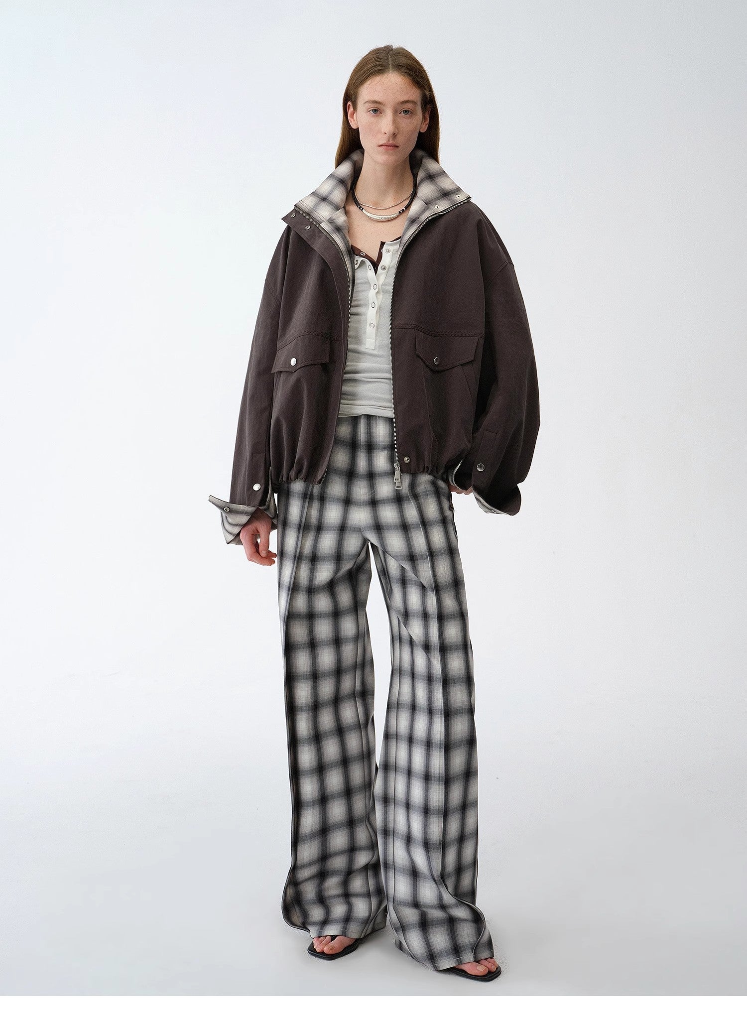 Fireladyfur Women's Retro Plaid Cotton Short Jacket | Loose Fit "Monsoon Climate" - variant_title