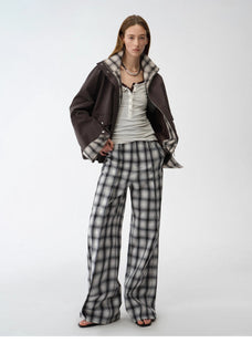 Fireladyfur Women's Retro Plaid Cotton Short Jacket | Loose Fit "Monsoon Climate" - variant_title