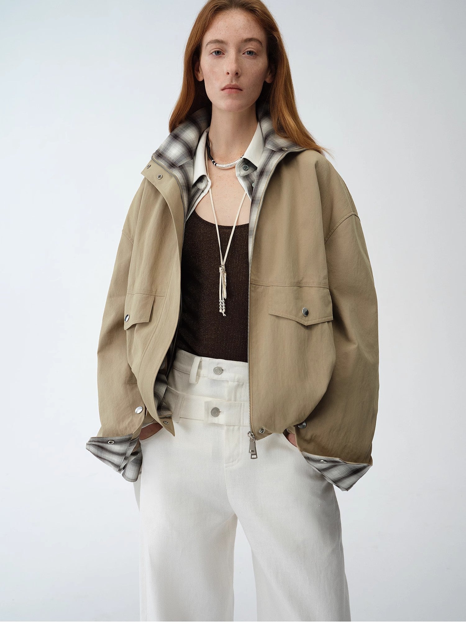 Fireladyfur Women's Retro Plaid Cotton Short Jacket | Loose Fit "Monsoon Climate" - variant_title