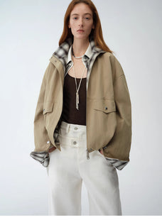 Fireladyfur Women's Retro Plaid Cotton Short Jacket | Loose Fit "Monsoon Climate" - variant_title